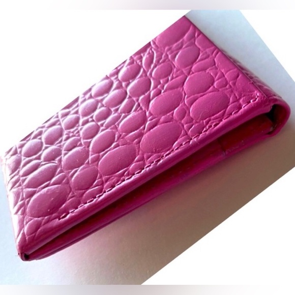 Gianni Versace Vintage Card Holder Pink Alligator Leather - Picture 9 of 9